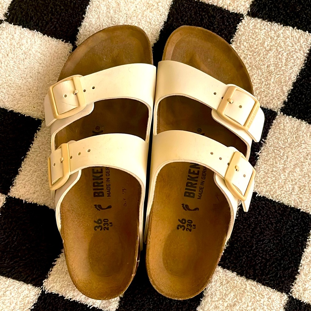 Cream colored Birkenstocks